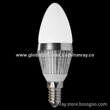 3W LED Candle, Aluminum Material, 85-265V AC or 12V DC, Easy Installation/Good Heat-sink/CE/RoHS/TUVNew